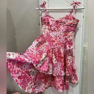 Summer romantic ruffles pink girls dress